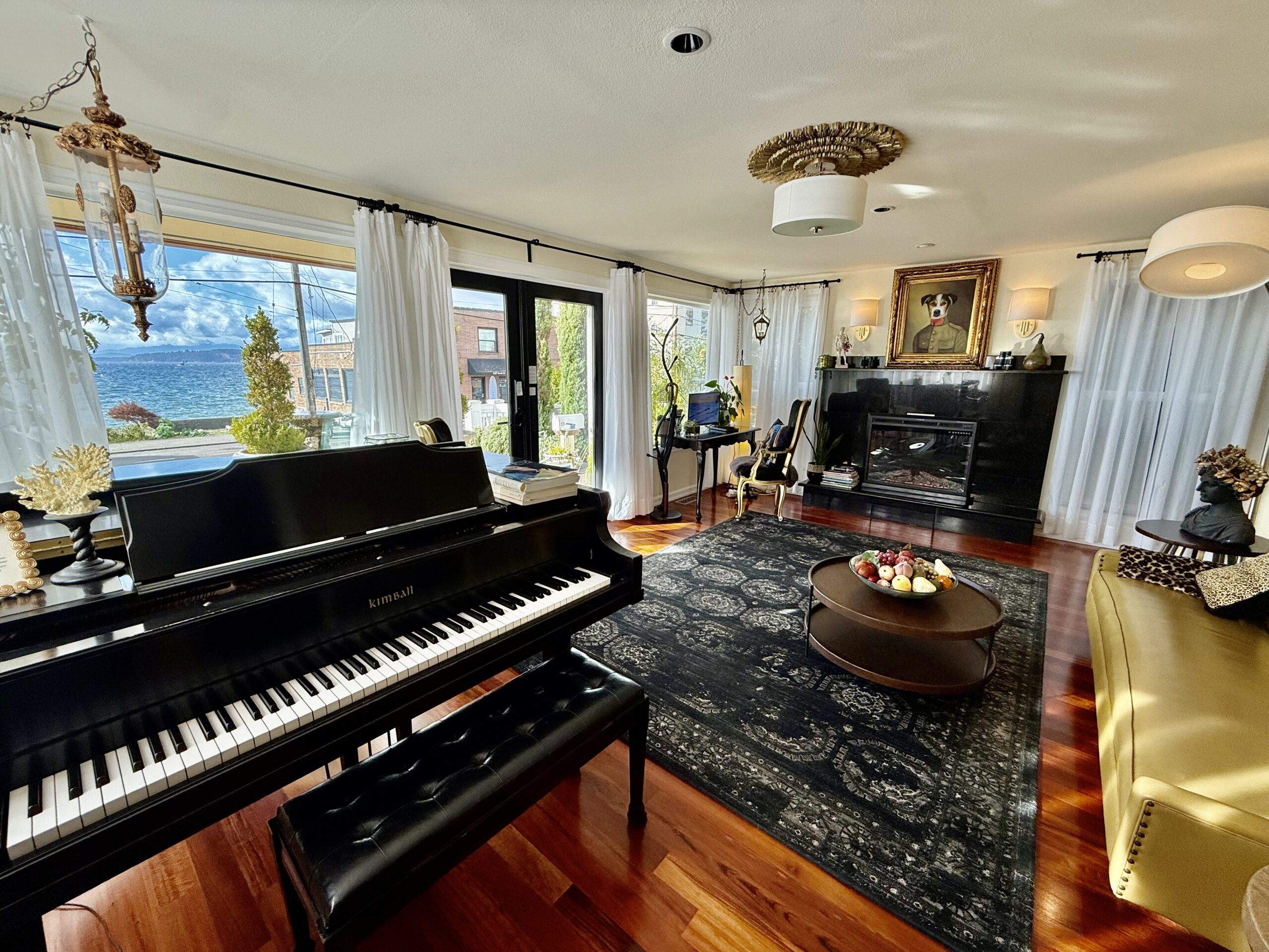 Amazing waterfront view home with grand piano and amazing views of Puget Sound.Listing by Marlow Harris. Seattle Real Estate